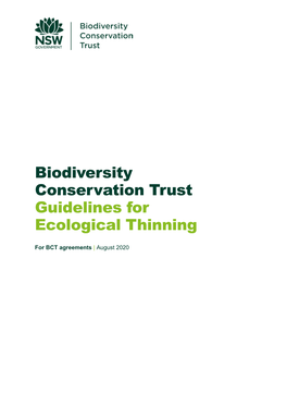 Biodiversity Conservation Trust Guidelines for Ecological Thinning