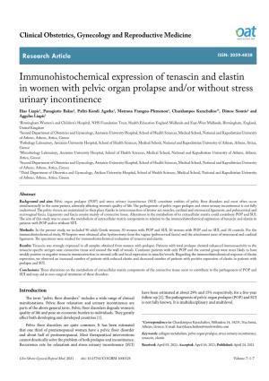 Immunohistochemical Expression of Tenascin and Elastin In