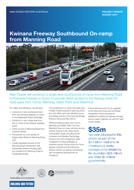 Kwinana Freeway Southbound On-Ramp from Manning Road