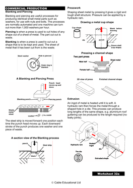 Worksheet 32 Commercial Production (Metal)