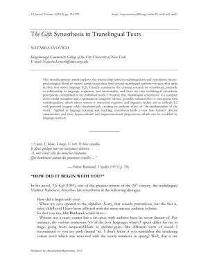 The Gift: Synesthesia in Translingual Texts