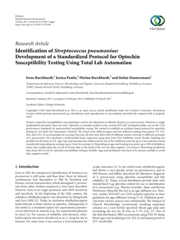 Development of a Standardized Protocol for Optochin Susceptibility Testing Using Total Lab Automation