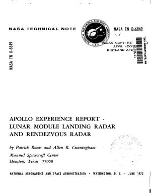 Apollo Experience Report - Lunar Module Landing Radar