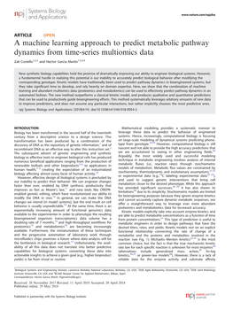 A Machine Learning Approach to Predict Metabolic Pathway Dynamics from Time-Series Multiomics Data