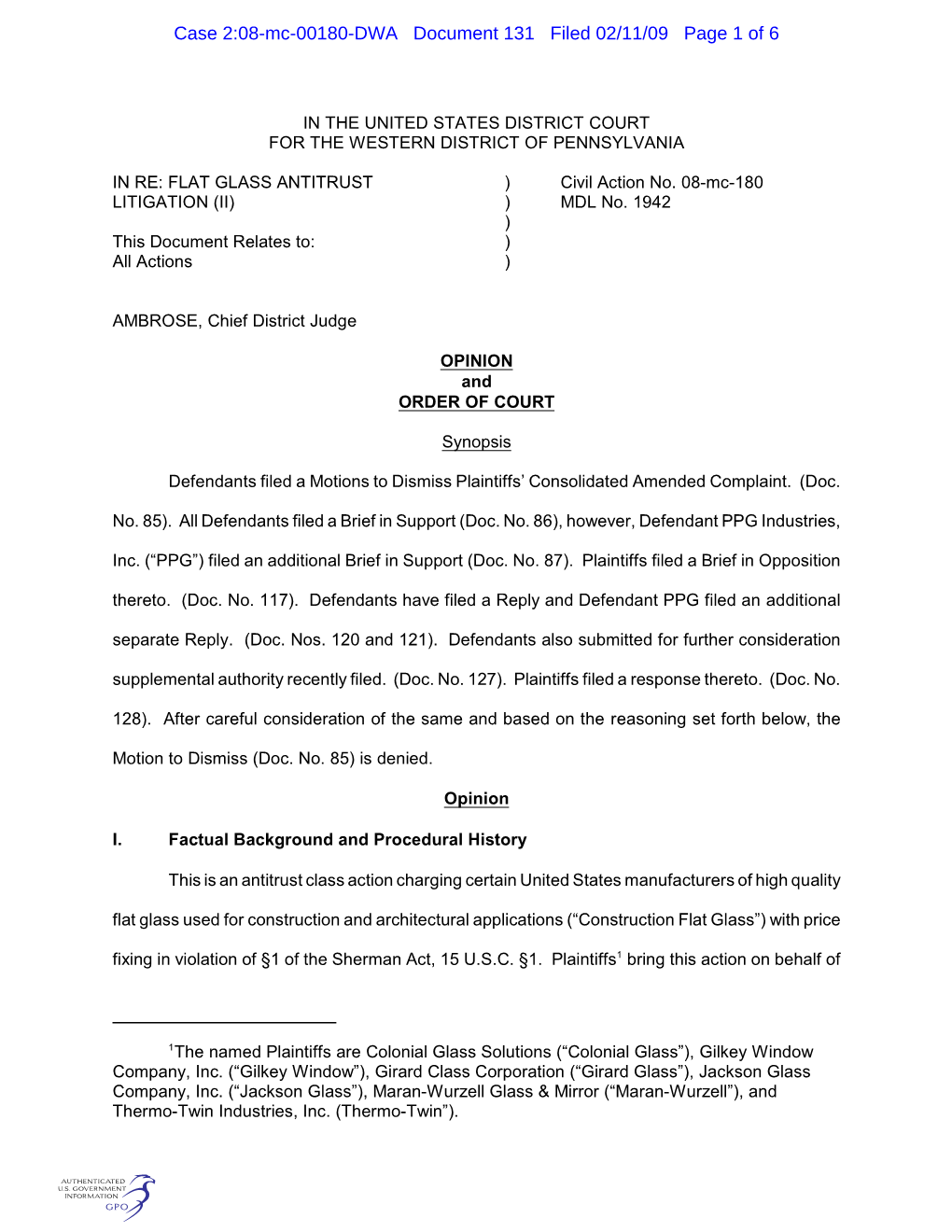 Case 2:08-Mc-00180-DWA Document 131 Filed 02/11/09 Page 1 of 6