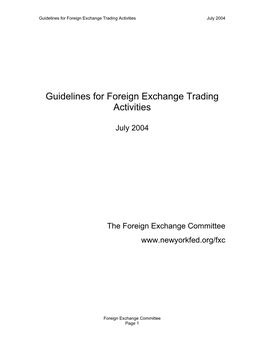 Guidelines for Foreign Exchange Trading Activities July 2004