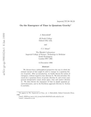 On the Emergence of Time in Quantum Gravity