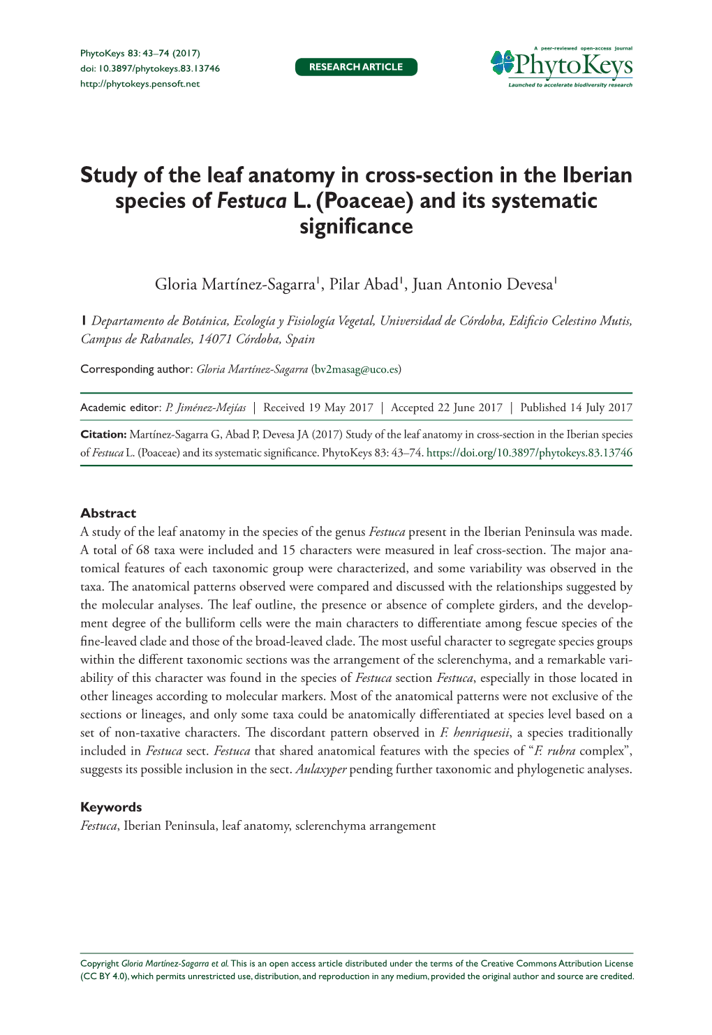 Study of the Leaf Anatomy in Cross-Section in the Iberian Species of Festuca L