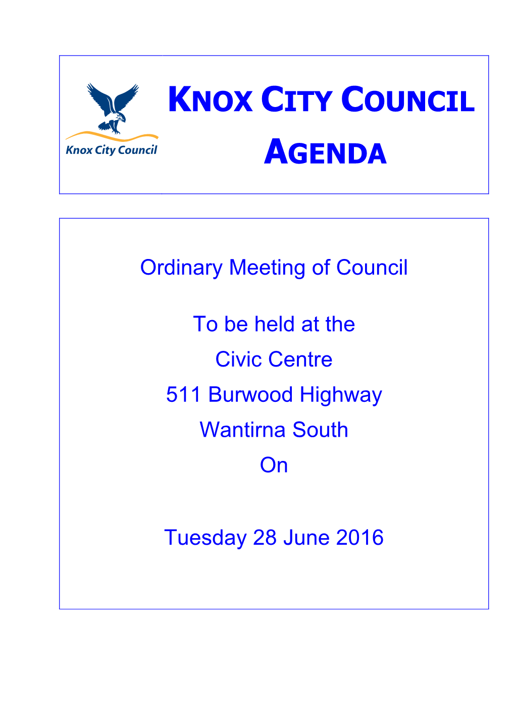 Knox City Council Agenda