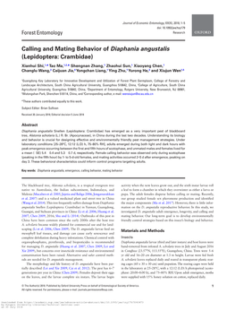 Calling and Mating Behavior of Diaphania Angustalis (Lepidoptera: Crambidae)