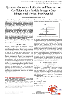 Quantum Mechanical Reflection and Transmission Coefficients for a Particle Through a One- Dimensional Vertical Step Potential