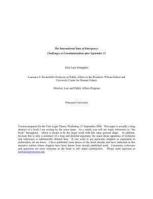 The International State of Emergency: Challenges to Constitutionalism After September 11