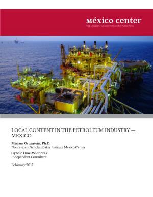 Local Content in the Petroleum Industry — Mexico