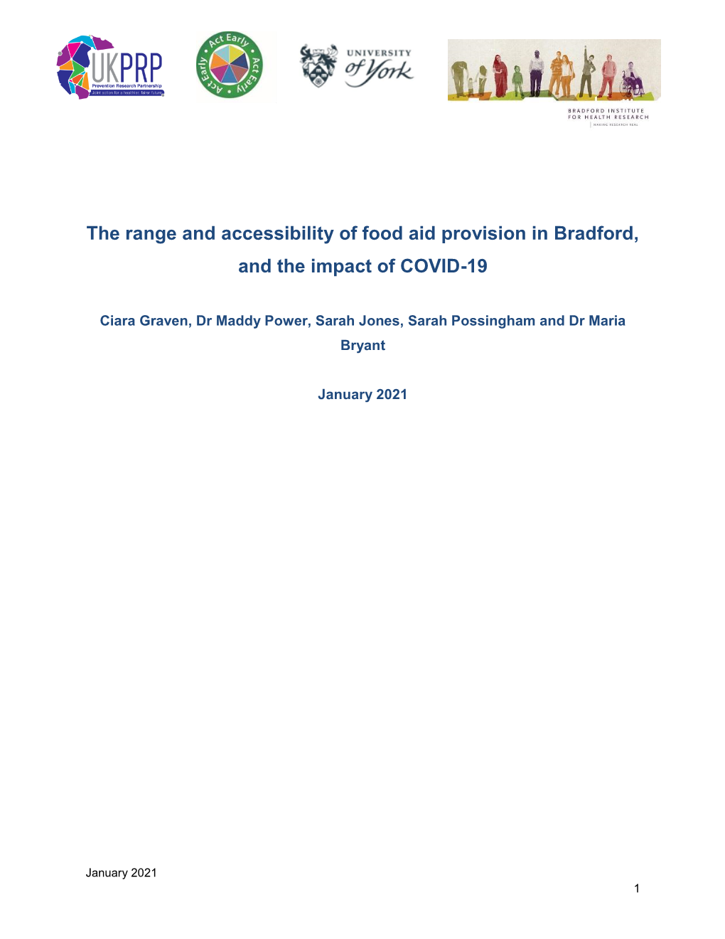 The Range and Accessibility of Food Aid Provision in Bradford, and the Impact of COVID-19