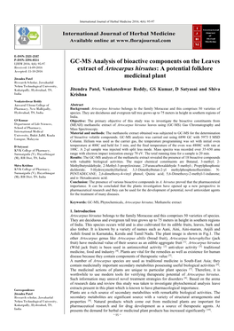 GC-MS Analysis of Bioactive Components on the Leaves Extract