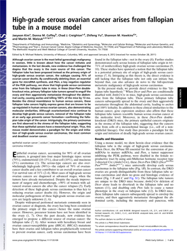 High-Grade Serous Ovarian Cancer Arises from Fallopian Tube in a Mouse Model