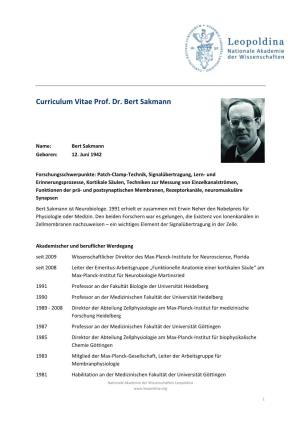 CV Bert Sakmann