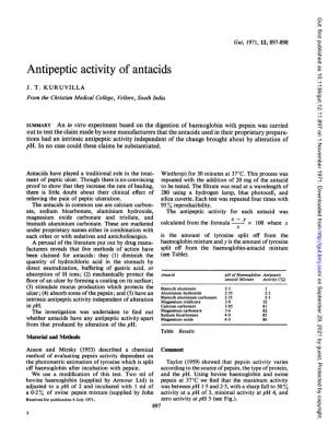 Antipeptic Activity of Antacids