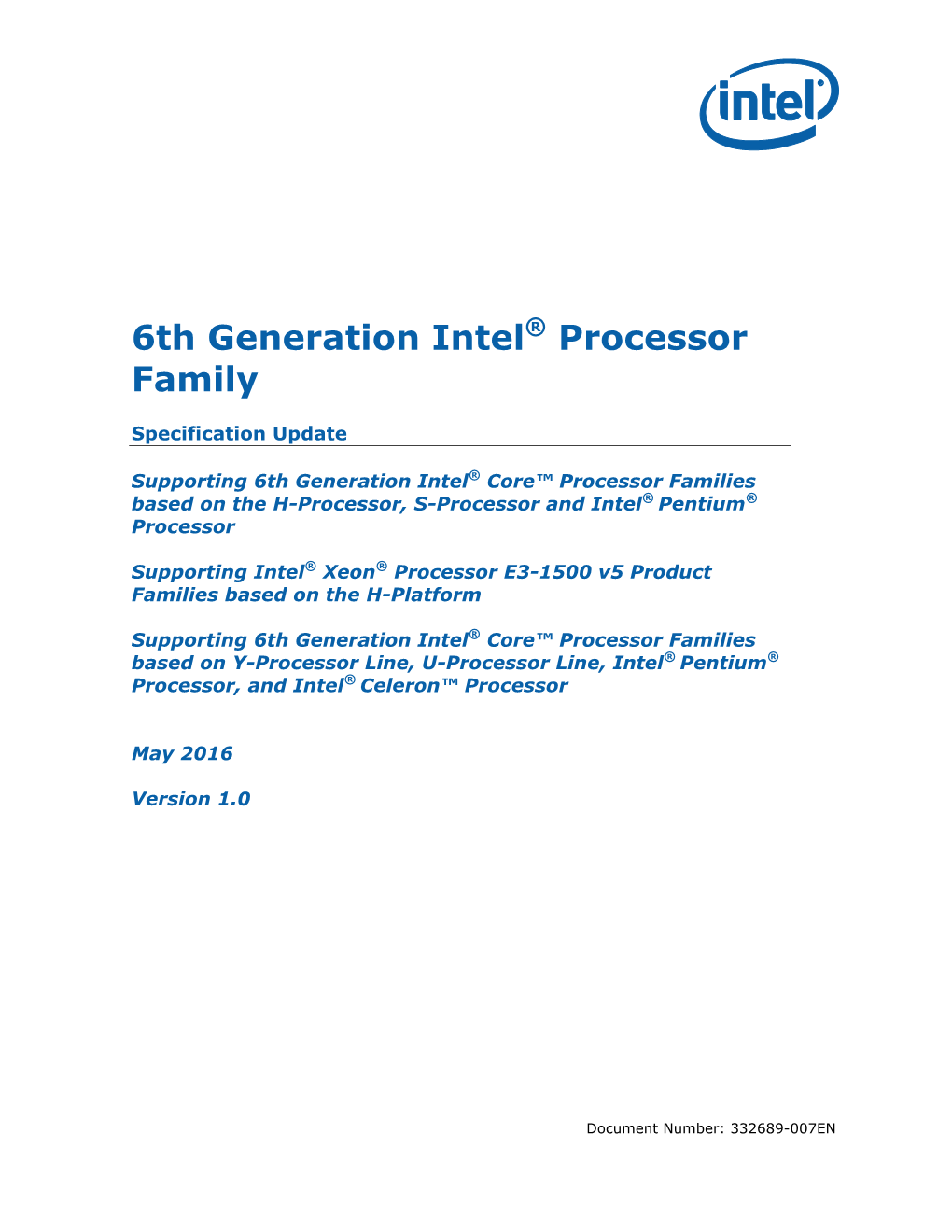 6Th Generation Intel® Processor Family