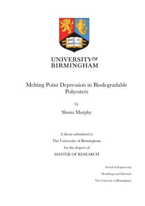 Melting Point Depression in Biodegradable Polyesters