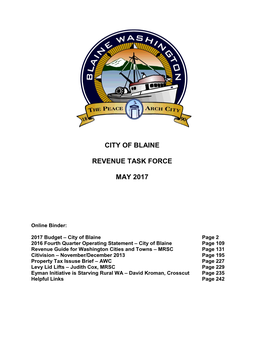 City of Blaine Budget 2017