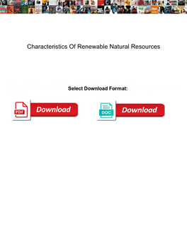 Characteristics of Renewable Natural Resources