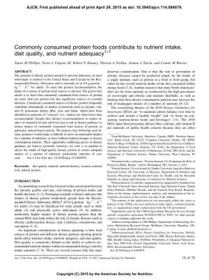 Commonly Consumed Protein Foods Contribute to Nutrient Intake, Diet Quality, and Nutrient Adequacy1–7