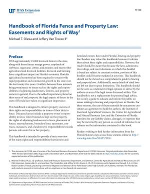 Handbook of Florida Fence and Property Law: Easements and Rights of Way1 Michael T