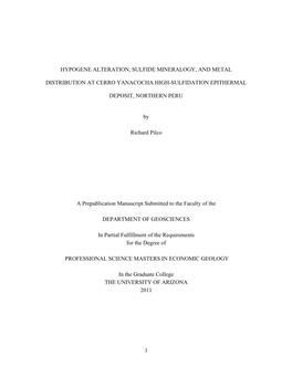 Hypogene Alteration, Sulfide Mineralogy, and Metal