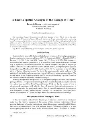 Is There a Spatial Analogue of the Passage of Time? Peter J