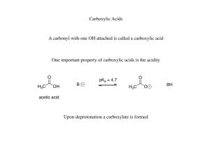 Carboxylic Acids a Carbonyl with One OH Attached Is Called a Carboxylic