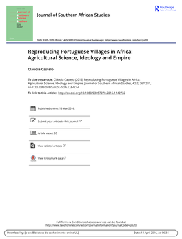 Reproducing Portuguese Villages in Africa: Agricultural Science, Ideology and Empire