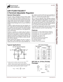 LM117/LM317A/LM317 3-Terminal Adjustable Regulator