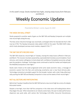 Weekly Economic Update