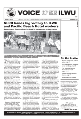 NLRB Hands Big Victory to ILWU and Pacific Beach Hotel Workers National Labor Relations Board Orders HTH Management to Obey the Law