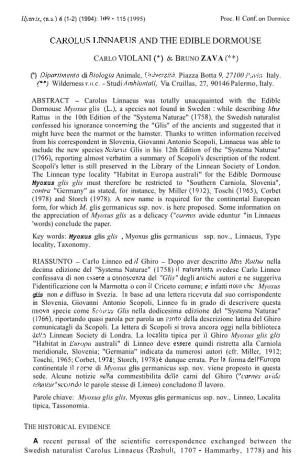 Carolus Linnaeus and the Edible Dormouse 111 Nunc Extractam, Pro Qua Valde Sum in Aere Tuo; Perplacuit Etiam Pulcherrimu Avis Europaea Picus Muralis Dicta"
