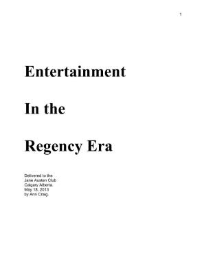 Entertainment in the Regency