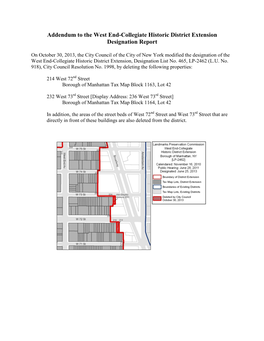 West End-Collegiate Historic District Extension Designation Report