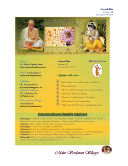 Make Vrndavan Villages Govinda Mas Volume: 02 Issue: Jan’10-Feb’10