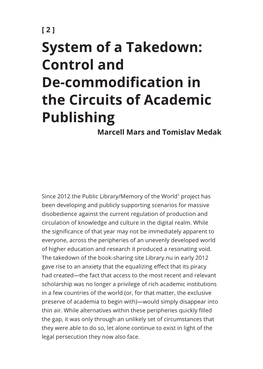 Control and De- Commodification in the Circuits of Academic Publishing