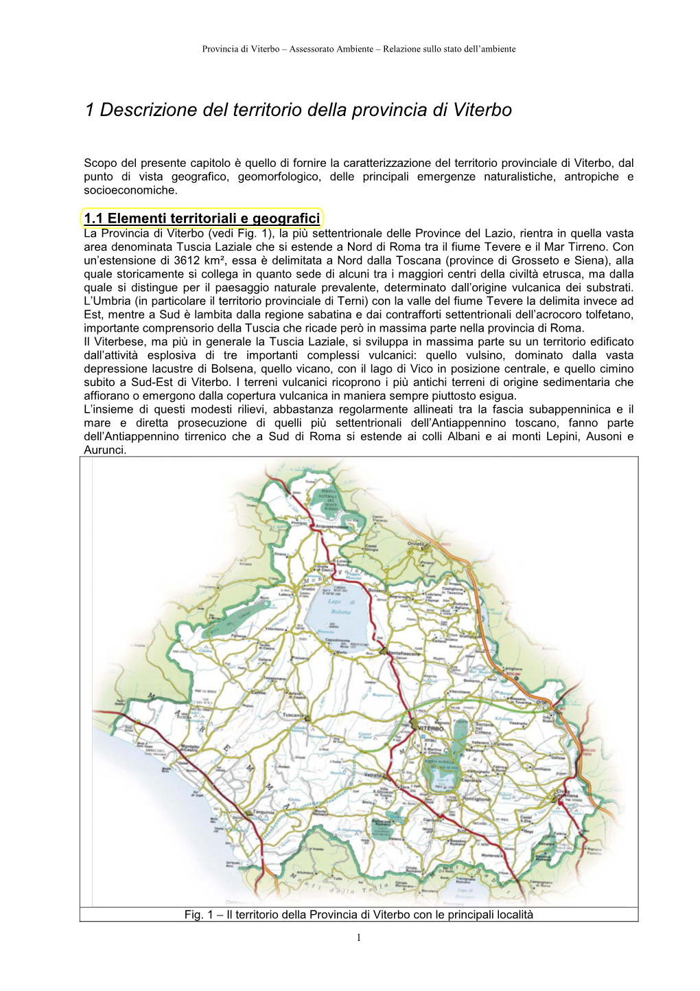 1 Descrizione Del Territorio Della Provincia Di Viterbo