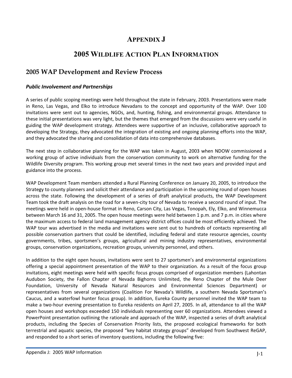 2005 WAP Development and Review Process