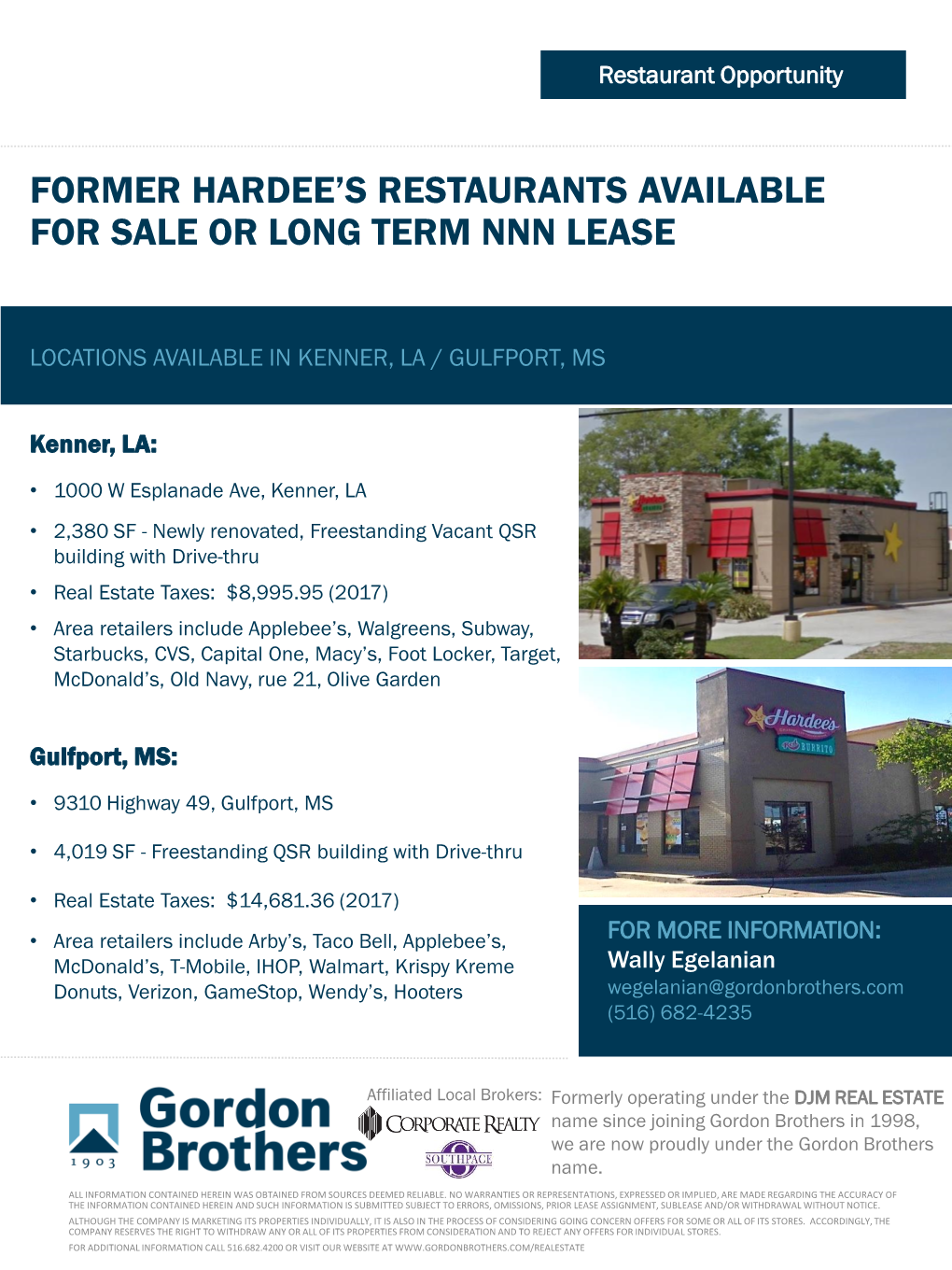 Former Hardee's Restaurants Available for Sale Or Long