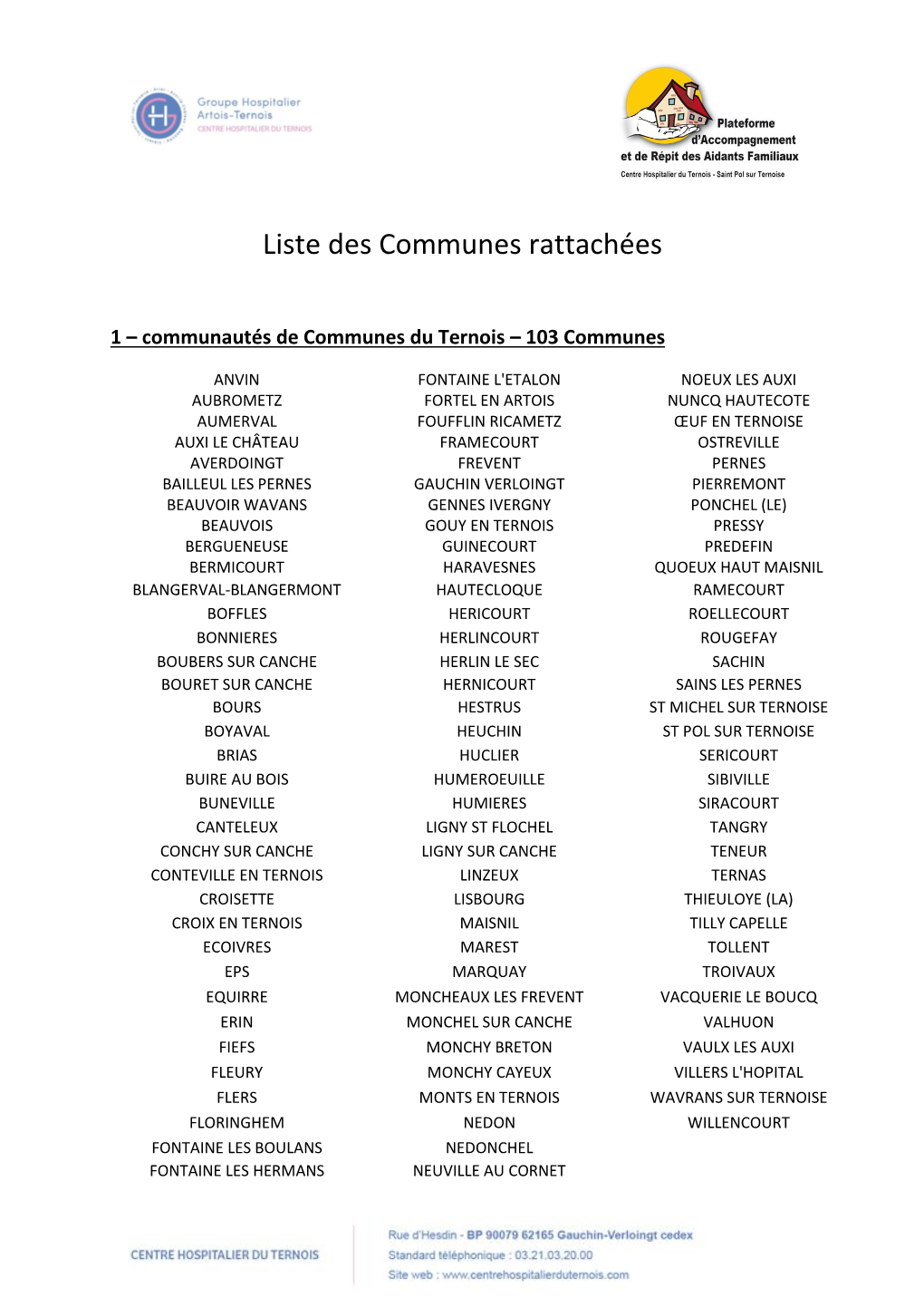 Liste Des Communes Rattachées