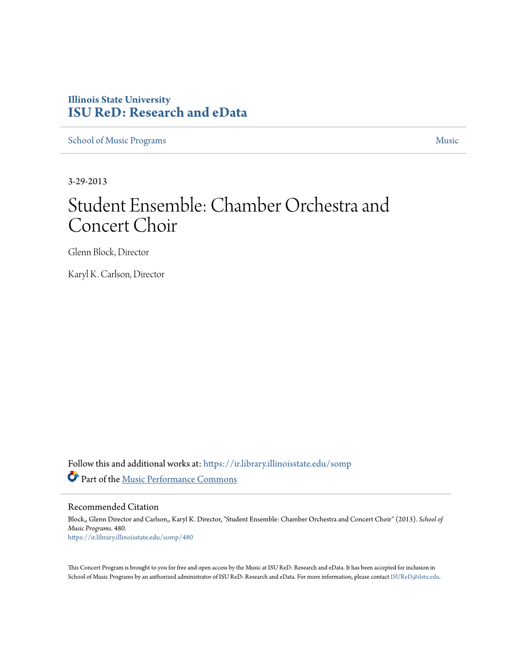 Chamber Orchestra and Concert Choir Glenn Block, Director