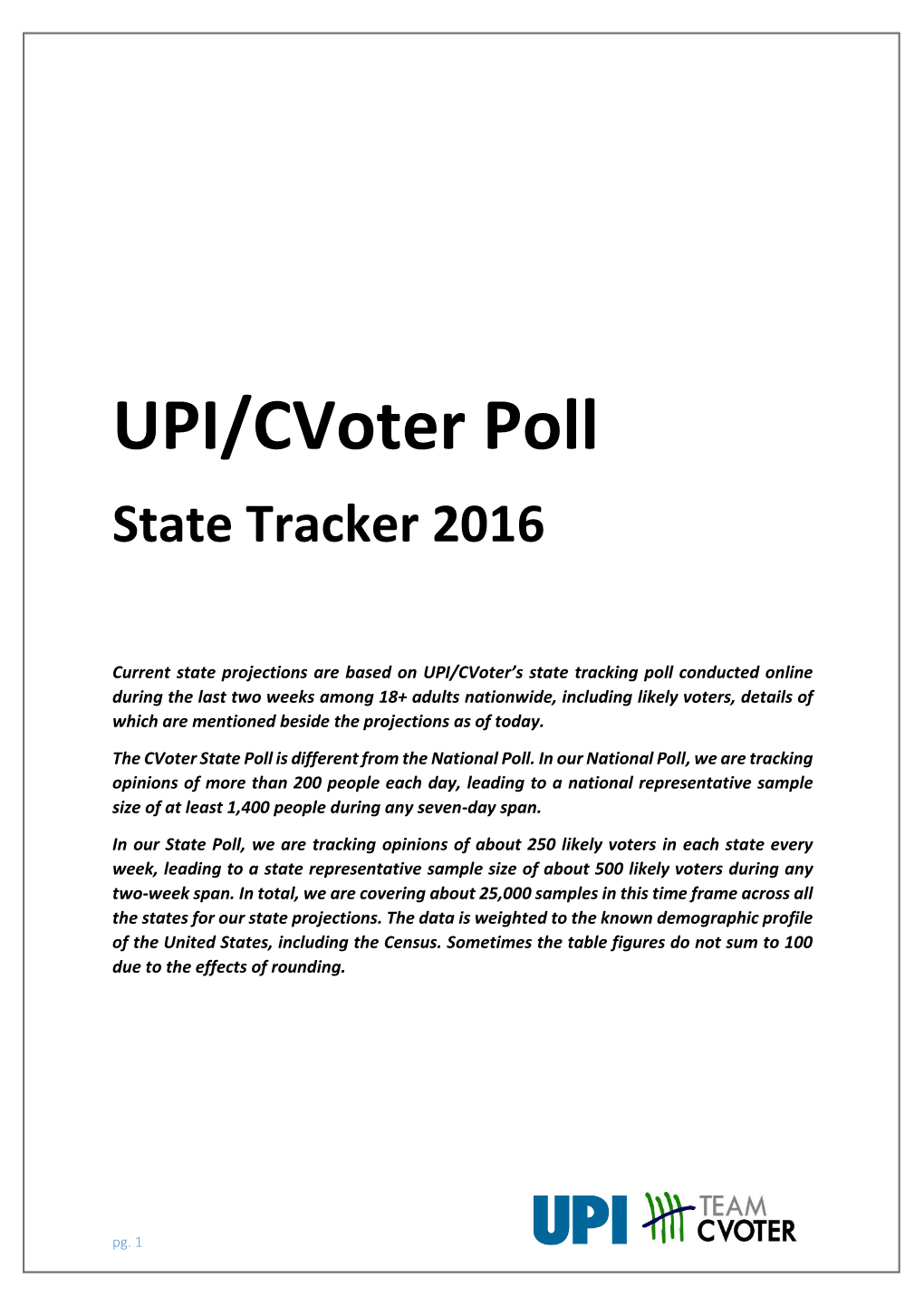 UPI/Cvoter Poll State Tracker 2016