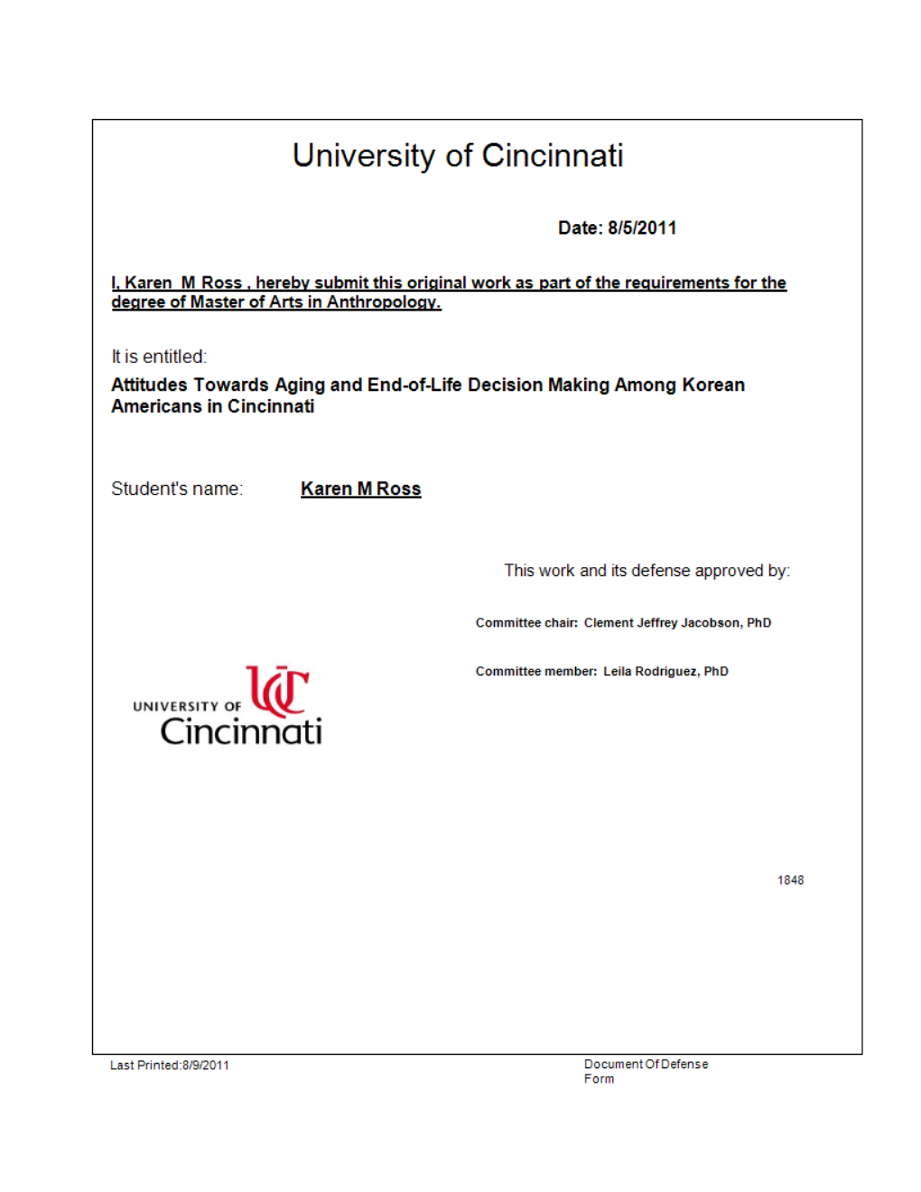 Attitudes Towards Aging and End-Of-Life Decision Making Among Korean Americans in Cincinnati