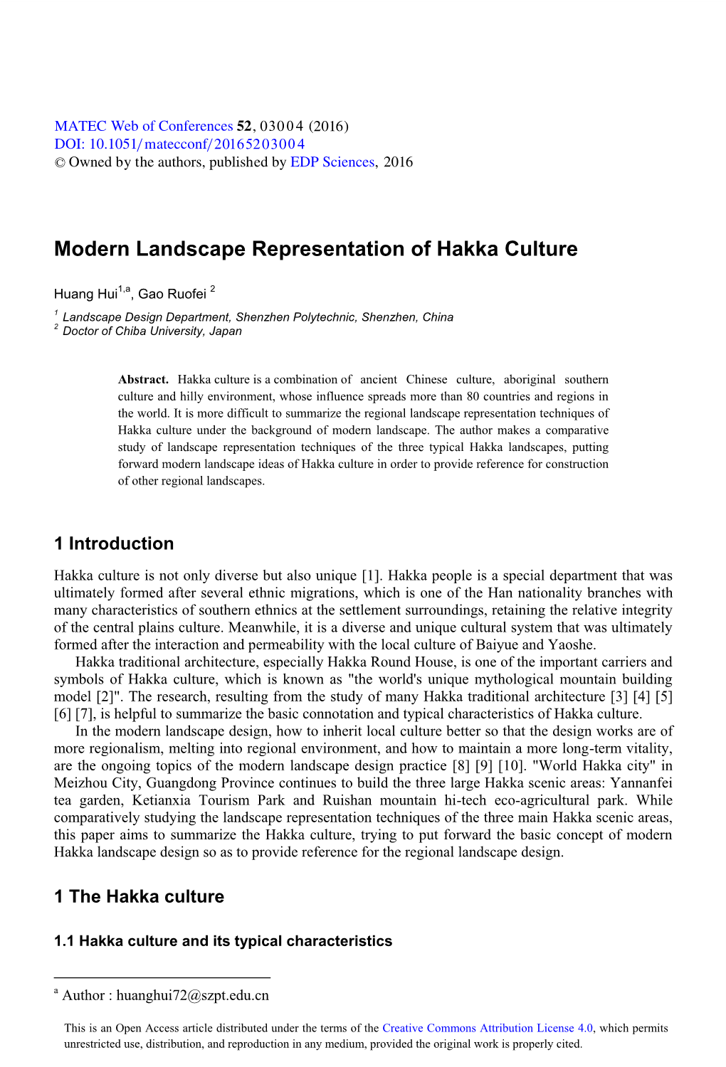 Modern Landscape Representation of Hakka Culture