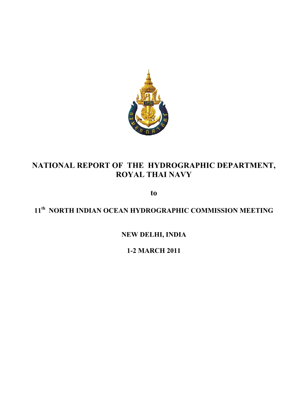 National Report of the Hydrographic Department, Royal Thai Navy