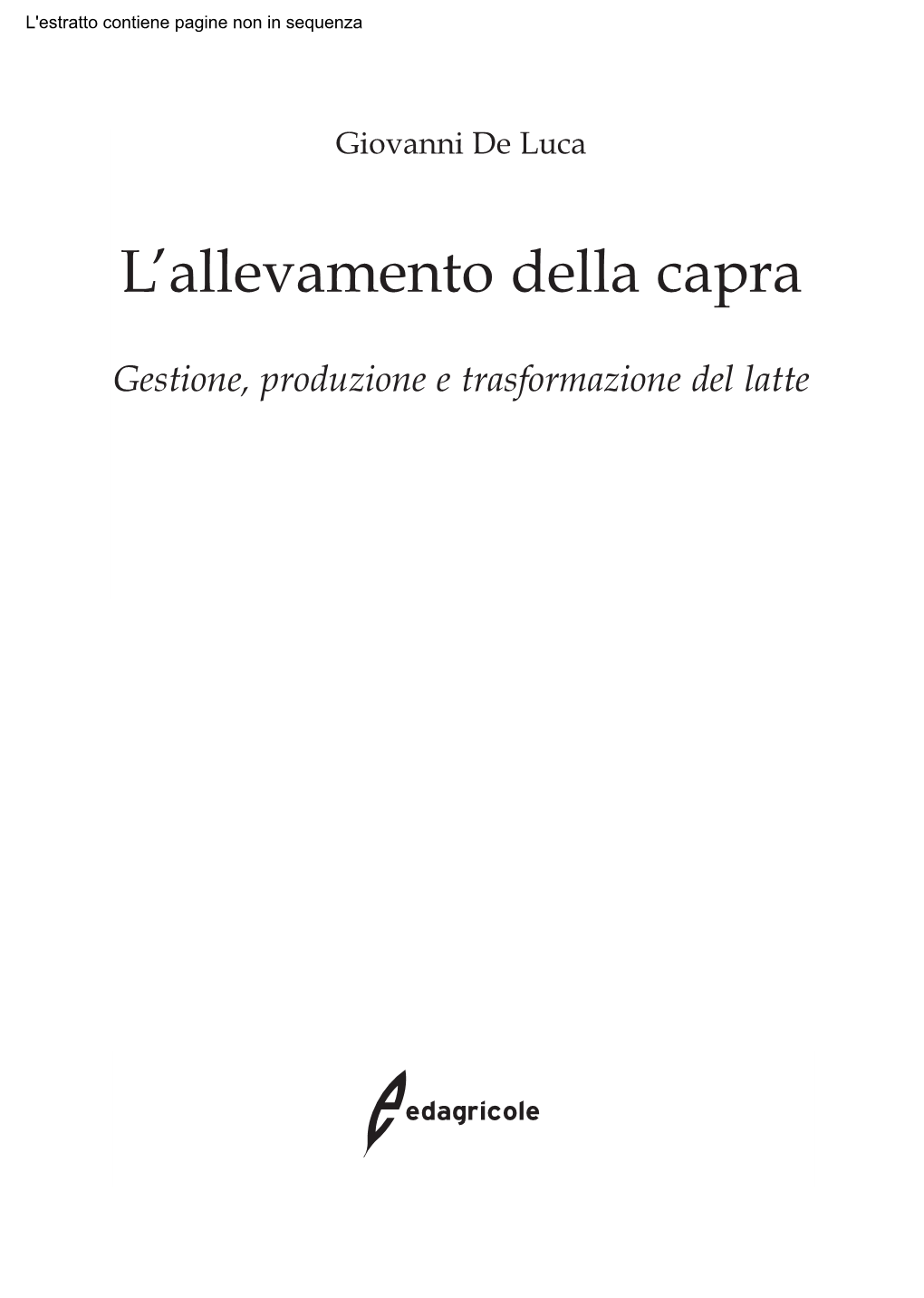 L'allevamento Della Capra